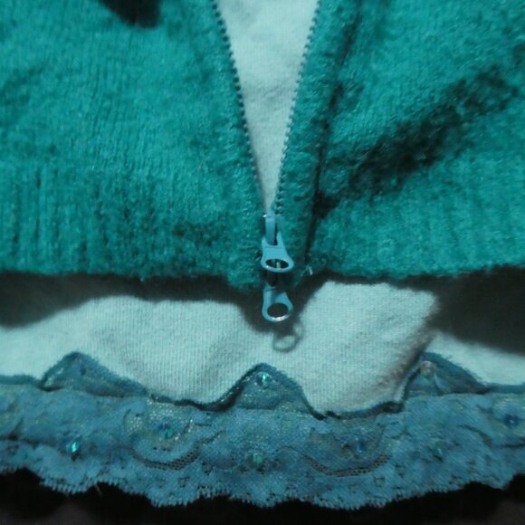 Unique Item | TAKEOUT | medium | Zip-Up Hooded Sweater - Lace Cami - Combo - Picture 7 of 15